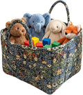 Quilted Fabric Basket Car Storage Basket Boho Floral Laundry Hamper for Nursery Bedroom & Living Room | Organize Clothes Toys