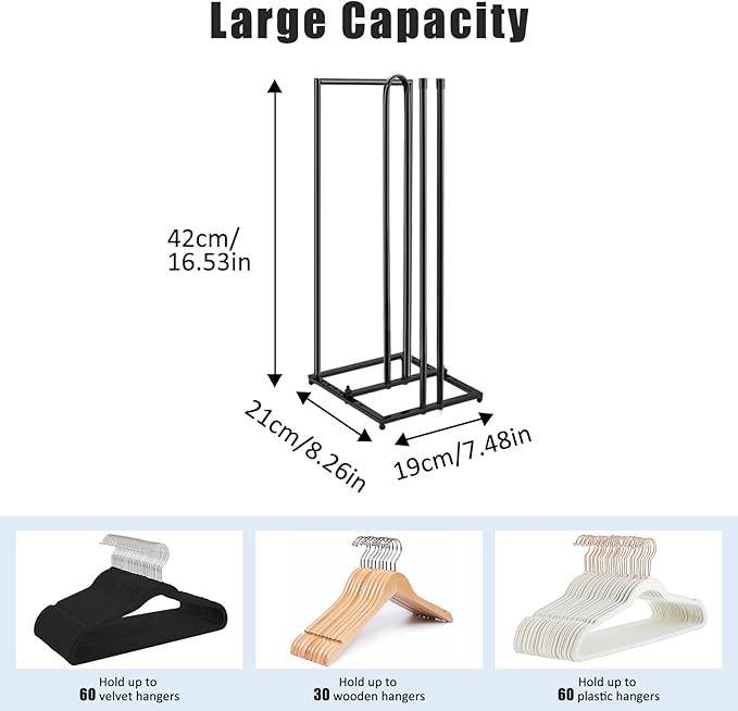 Hanger Stacker, Metal Hanger Storage Organizer Hold up to 60 Velvet Hangers, Space Saver Clothes Hanger Holder for Closet and Laundry, Black