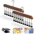 Legging Hangers for Closet, 2026 New Closet Organizer with Clips, 360° Rotating Space Saving Hanging Closet Organizer for Leggings Socks Hats Jeans (Brown-10 Clips, 2PCS)