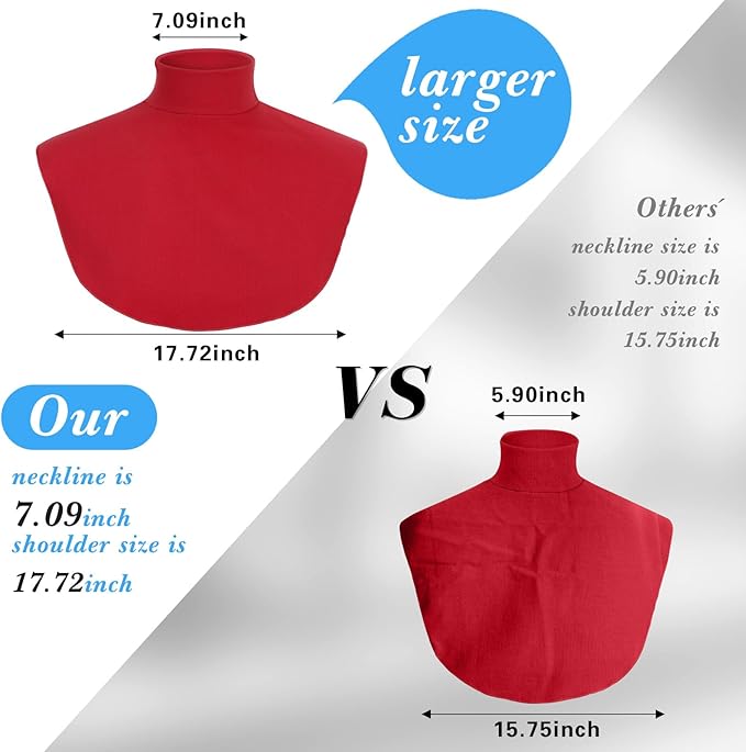 Turtleneck Dickey Extra Large Fake Collar Detachable Dickey Collar Half Mock Turtleneck for Men Women