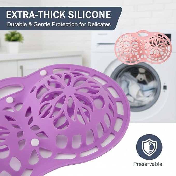 Premium Silicone Bra Washing Protector Bag – Hard Shell Bra Washer Protector Laundry & Anti-Deformation Holder for Washing Machine – Snap Closure Lingerie Delicates Wash Bag
