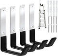 Heavy Duty Steel Garage Hooks,Garage Storage Utility Hooks,Anti-Slip Garage Hooks,Garage Garden Tool Organizer,Steel Wall Mount Hooks, Garden Hose Hanger, Black J Hooks (Large-4PC)