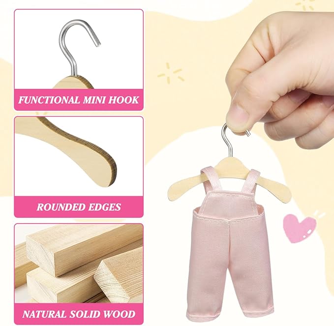 Gadpiparty 10pcs Mini Hangers for Doll Clothes, Doll Clothes Rack, 2.95 Inch Organizer Bjd Accessory Hanging Tool for Dollhouse Storage