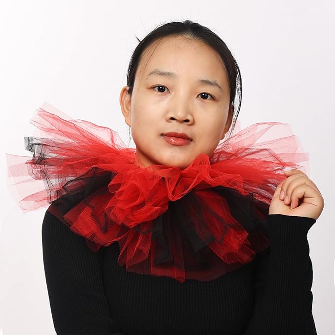 BLESSUME Victorian Retro Mesh Neck Ruff Ruffle Collar Layered Clown Neck Collar