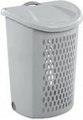 Gray Laundry Basket with Rolling Wheels,Extra Large Huvy-duty Plastic Laundry Hamper with Lid & Retractable Handle suitable Families, Dormitories, Laundry Rooms