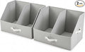 Trapezoid Storage Bin - EXTRA LOAD & HEIGHT FOR DEEP Closet Organizers And Storage W/ Handles & Adjustable Dividers, Collapsible Storage Bins For Clothes Storage & Shelf Organizer (2pcs, L, LightGray)