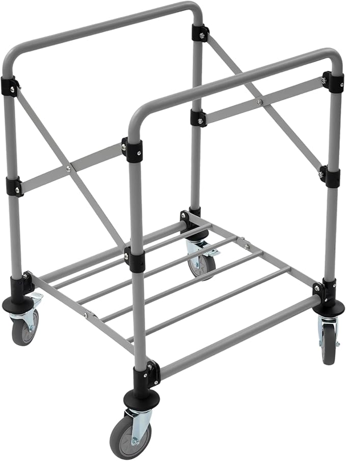 Commercial Laundry Cart, Laundry Basket with 360° Swivel Casters, Folding Laundry Cart Hamper on Wheels Heavy Duty Steel Frame 220 lbs Capacity Large Rolling Laundry Baskets Trucks (Blue)