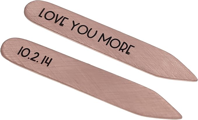 Personalized Copper Collar Stays - Custom 7th Anniversary Valentine's Day Gift for Him - 2.25 Inches