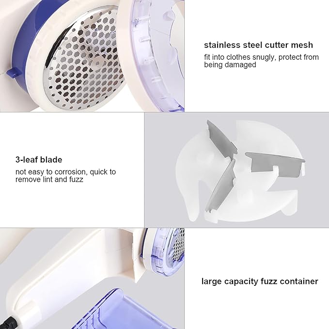 Portable Fabric Shaver,Electric Fabric Clothes Sweater Lint Remover,Fuzz Removing Machine with Removable Bin for Home, Easy Remove Fuzz, Lint, Pills, Bobble(110V US Plug)
