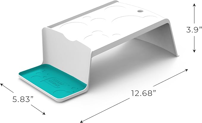 Smart Design Sud Station Angled Laundry Detergent Organizer with Drip Tray – Liquid Detergent & Fabric Softener Holder for Cabinet Storage – 5.8” x 12.7” – White