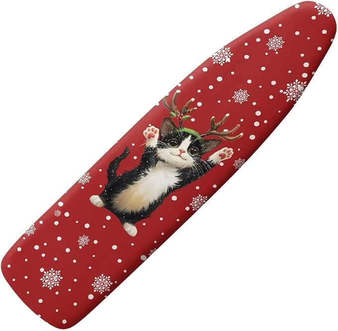 GLENLCWE Christmas Themed Ironing Board Cover with Hook and Loop Stay in Place Iron Board Cover Replacement Protector with Elastic Edge Christmas Decorations