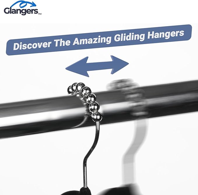 Velvet Clothes Hangers, Innovative Roller Balls Black Velvet Hangers, Felt Hangers for Clothes Shirts, Garments, Non Slip Closet Hangers (Pack of 30)