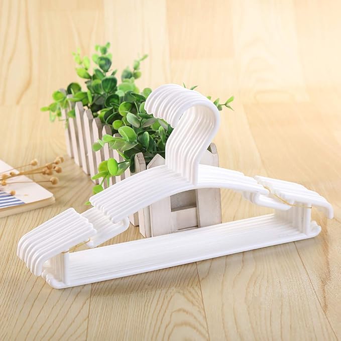 YYaaloa Kids Hangers - 10 Pack White Plastic Baby & Toddler Hangers, Very Durable, Space Saving for 1inch Closet Rod