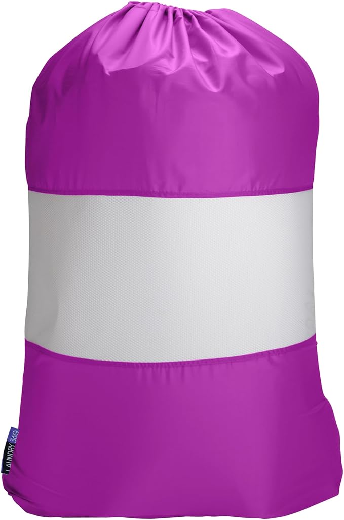 Sanitized Laundry Bag with Mesh Window, Dimensions: 15 x 12 x 2 inches, Blocks Odors, Drawstring Closure, Great For Home, Dorms, Laundromat, Laundry Accessories, White