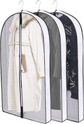 60" Garment Bags for Hanging Clothes, Clear Proof Suits Covers with 4" Gussets for Closet Storage and Travel Hanging Clothes Bag for Coat, Sweater, Jacket, Dress, Shirts (3 Pack - 60")