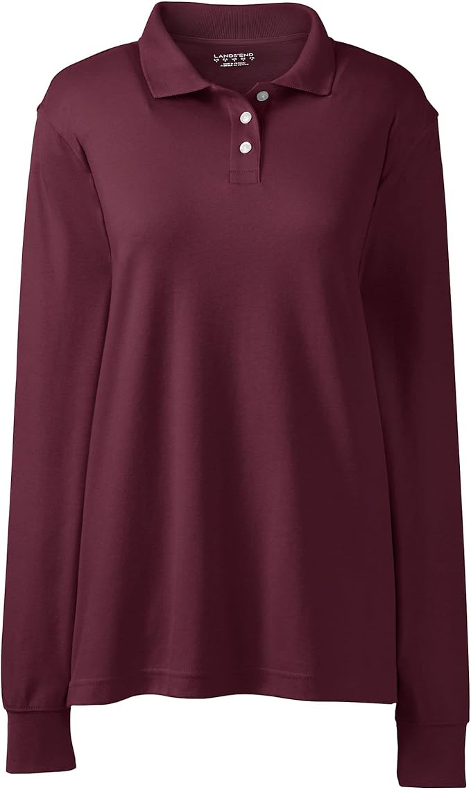 Lands' End School Uniform Kids Long Sleeve Interlock Polo Shirt