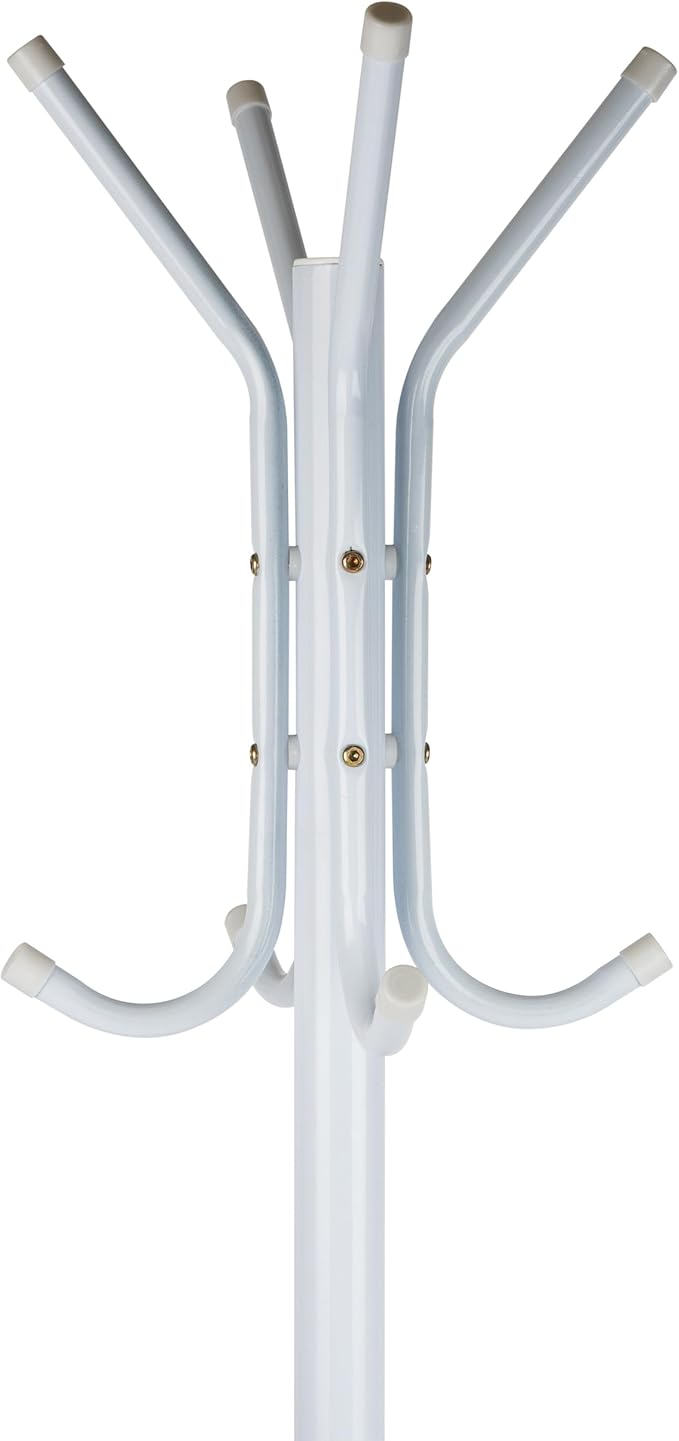 Mind Reader Freestanding Coat Rack, Multi-Tier Organizer for Office and Entryway, Metal, White