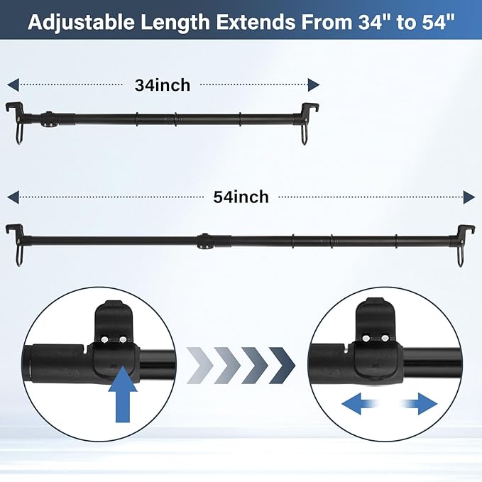 Clothes Rack for Car Travel, Car Clothes Hanger Bar Expandable 34-54inch Strong Load-Bearing Steel Suitable for RV Travel Road Trips Business Trips Keep Clothes Dry