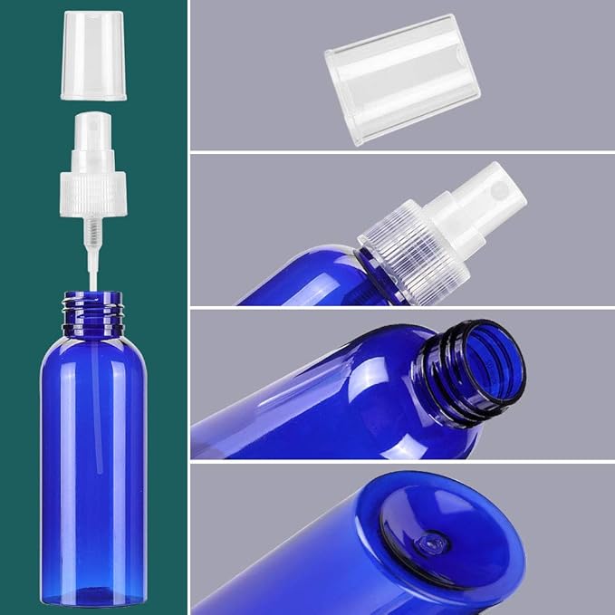 Fine Mist Spray Bottle 3.4oz/100ml Clear Travel Bottles Leak Proof for Makeup Cosmetic Containers (BLUE)