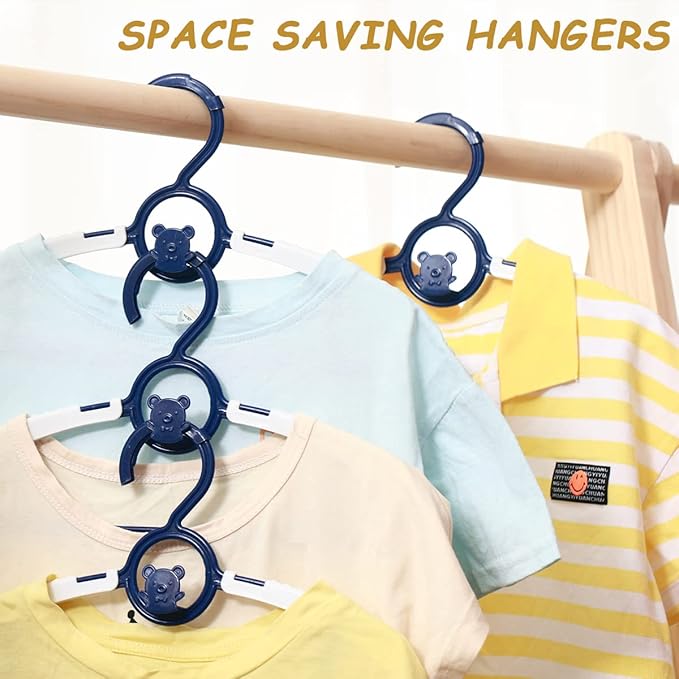Baby Hangers for Nursery Closet 60 Pack Plastic Kids Clothes Hanger Space Saving Non Slip Extendable Toddler 11-14” Adjustable Hangers Heavy Duty Clothing Infant Hanger Bulk, Deep Blue