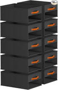 Drawer Organizers and Storage - 10 Pack Foldable Pants Organizer with Clear Window & Handles, Fabric Closet Organizer for Clothes, Jeans, Sweaters, Towels, T-shirt, Scarf (Black)