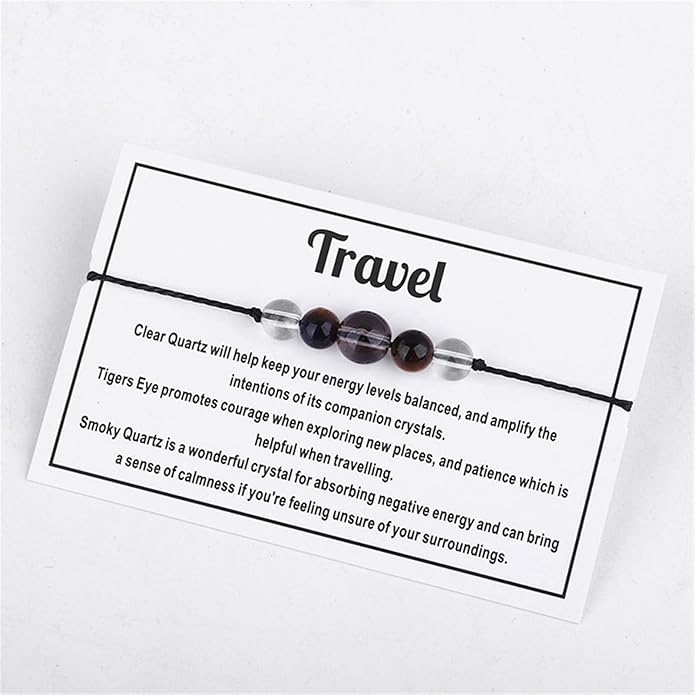 Caiyao Chakra Crystal Tiger Eye Bead Bracelet with Wish Card for Women Adjustable Spiritual Stone Braide String Bracelet Yoga Meditation Jewelry Gift