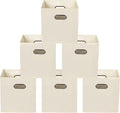 Yunkeeeper storage bins Cubes, Fabric Cube Organizer with Handle, Foldable Cube Bins for Cloth or Accessary Storage, 11x11x11, Set of 6, (Creamy White)
