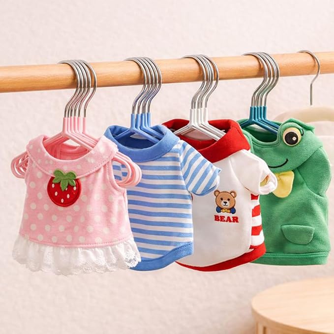 20PCS Small Dog Clothes Hangers, Non-Slip Slim Space-Saving Design for Puppies, Chihuahuas & Small Pets (Pink)