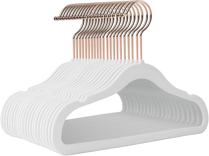 Kids Hangers - 14 Inch, 50 Pack, White, Plastic, Ideal for Everyday Use, Baby Hangers, Durable Infant/Toddler Hangers