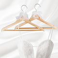 Bride Hanger for Wedding Dress Wooden Pearl Hangers with Pearl Ribbon Bow Elegant Bridal Mrs Wedding Dress Hanger, 2PCS Personalized Wedding Hangers (Burlywood)