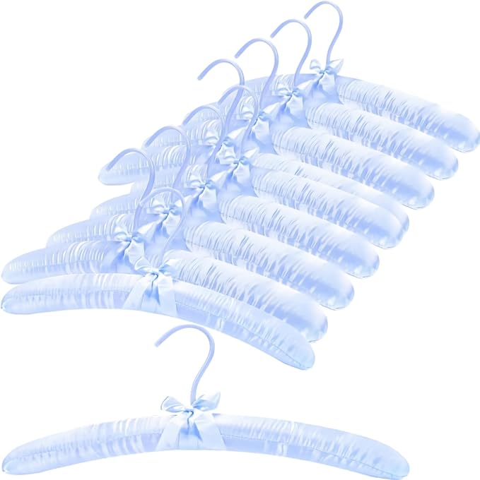 Thicker Padded Hangers for Women Clothing Sweaters,Anti-Slip Satin Hangers Padded Cute Hanger with Bow,Silky Fabric Hanger for Closet