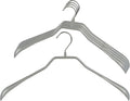 Mawa by Reston Lloyd BodyForm Series Non-Slip Space-Saving Extra Wide Clothes Hanger For Jackets, Suits & Coats, Style 46/L , Set of 5, Silver