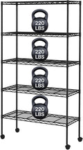 YRLLENSDAN 5-Tier Heavy Duty Storage Shelving Unit, Metal Shelves for Garage, Pantry, Kitchen Organization – Adjustable Wire Rack Shelf Organizer, 60"x30"x14", 1250lbs, Black