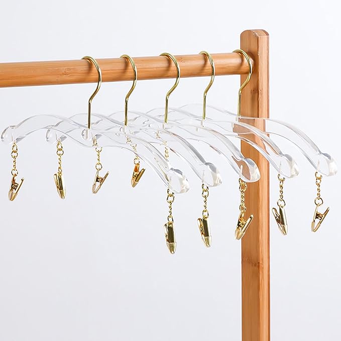 Besser Acrylic Underwear Bikinis Hanger,Acrylic Bralettes Hangers Rack Bras with Gold Hook,Lingerie Bikini Clear Hanger for Bras,Tank Tops 10 Pcs