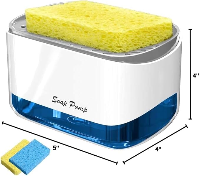 Premium Quality Soap Dispenser for Kitchen - Washing Up Liquid Dispenser With Sponge Holder, Sink Pump, and Instant Refill Soap Holder