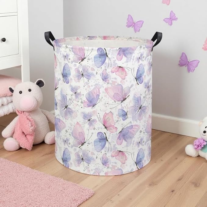Butterfly Baby Laundry Basket Kids Hamper Animal Toy Storage Bin for Boys Room Decor Baby Nursery Hamper Gift Baskets for Bedroom Bathroom(Fancy Butterfly)