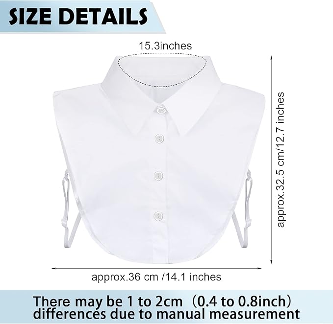 Syhood 4 Pcs Fake Collar Detachable False Dicky Collar Half Shirts Round for Women Outfits Halloween Costume Accessories