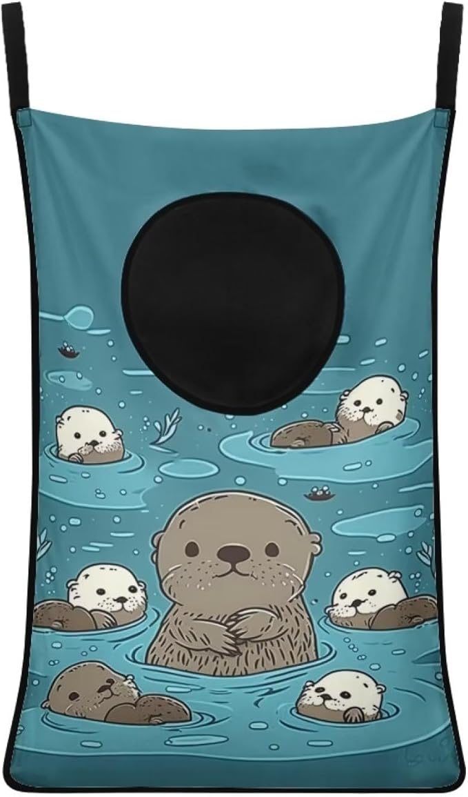 ZFRXIGN Cute Otter Hanging Laundry Hamper for Laundry Dirty Clothes Basket Over The Door Laundry Hamper Bag Animal Sea Otters Storage Organizers for Home Bedroom Dorm Closet Hampers