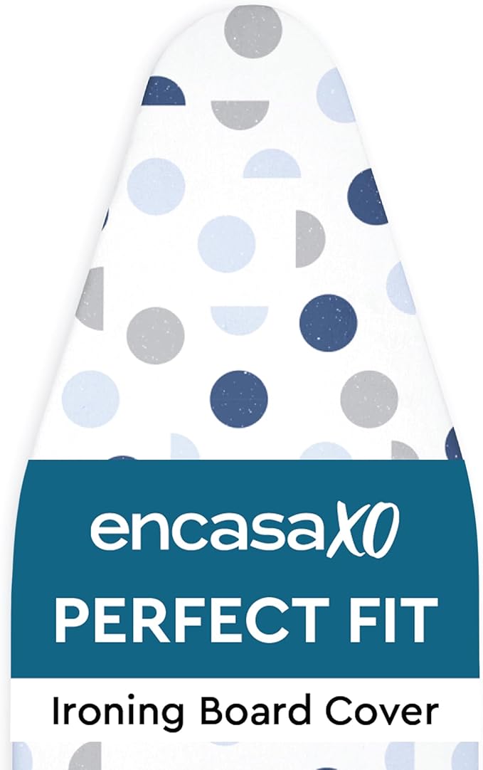 Encasa XO Ironing Board Cover and Pad 49"x18" - Thick 3mm Felt Padding, Drawstring Tightening & Lock, Easy Fit, Scorch & Stain Resistant, Fits Wide Ironing Board - Blue Moon
