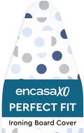 Encasa XO Ironing Board Cover and Pad 49"x18" - Thick 3mm Felt Padding, Drawstring Tightening & Lock, Easy Fit, Scorch & Stain Resistant, Fits Wide Ironing Board - Blue Moon