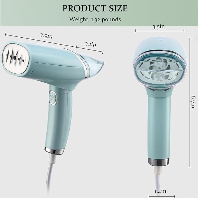 Handheld Clothing Steamer, 1000W Portable Foldable Stainless Steel Panel Steam Iron，A Small Clothing Wrinkle Remover Weighing 1.32 Pounds Suitable for Home, Travel & Office (Blue)