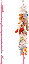 1/2 pcs 80" Cotton Hanging Storage Chain for Stuffed Animals Storage with 20 Metal Clips, Stuffed Animal Organizer Chain for Wall Corner Nursery Play Room, Pink