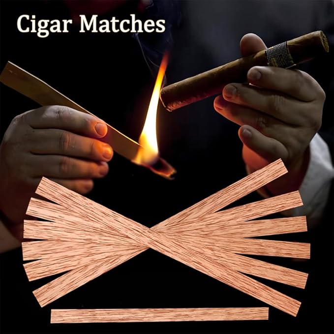 50 Spanish Cedar Wood Spills + 3 Cigar Humidor Bags， Cigar Lighting and Pipe Smoking Assessories and Humidor for Cigar Box Tray Jar and Case，Travel-Friendly(0.02"Thick)