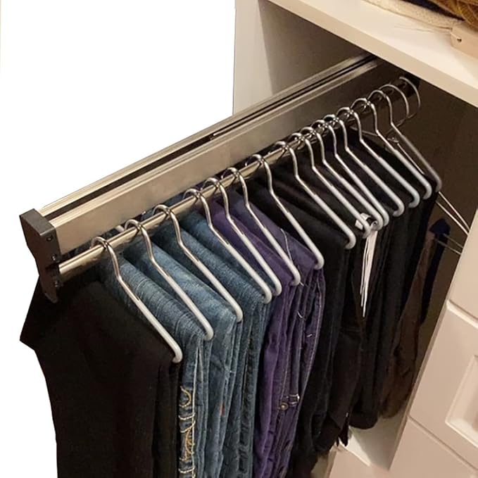 Closet Clothes Hanger Rail,Pull-Out Closet Rod 30-60cm,Wardrobe Clothing Rail,Closet Organizer Rack for Pants and Coat (550mm/21.6inch)