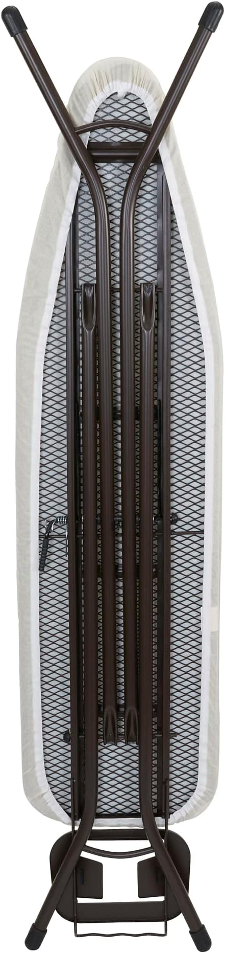 Household Essentials Ultra Ironing Board, 4-Leg, with Steel Top and Iron Rest, Cotton Cover with Fiber Pad, Heat and Stain Resistant, Antique Bronze Frame