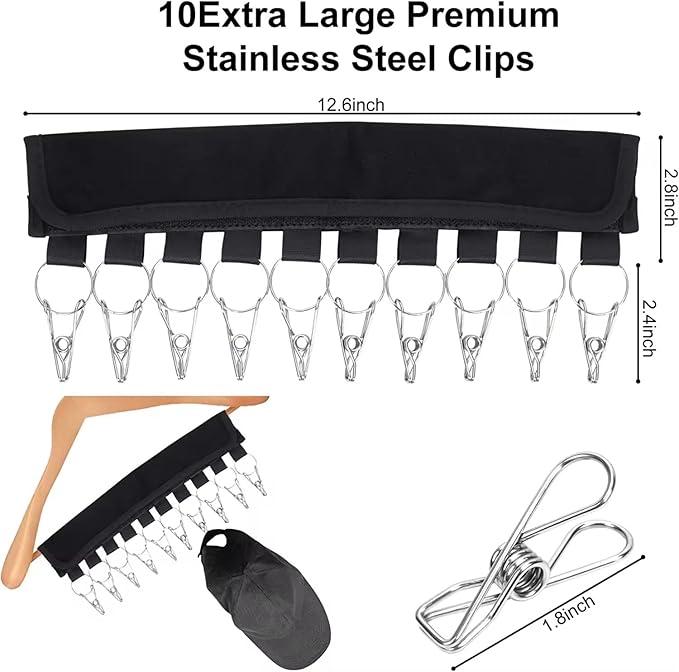 Hat Organizer Holder Hat Rack for Baseball Caps for Hanger & Room Closet Display, 10 Hat Storage Clips for Hang Ball Caps Beanie, Foldable Store,Save Pace