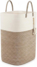 80L Tall Woven Laundry Hamper – Large Foldable Storage Basket with Handles for Clothes, Blankets, Toys, Bathroom, Living Room, Nursery Decor