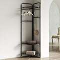 corner coat rack,corner clothing rack with 6 hooks and storage shelf,metal clothes rack coat stand for Entryway, Bedroom