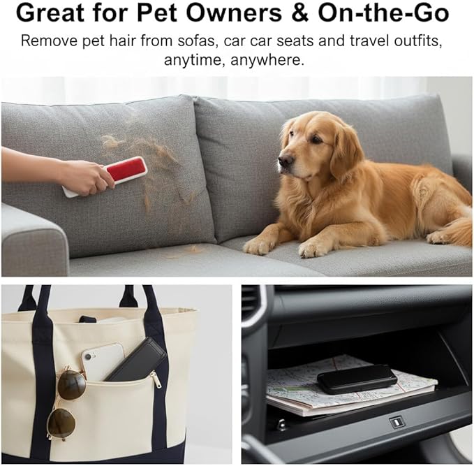 4Pcs Reusable Velvet Lint Brush for Clothes, Portable Travel Lint Remover, Static Electricity Lint Brush for Pet Hair, Dust, Fluff on Furniture and Car Seats (Black & White)
