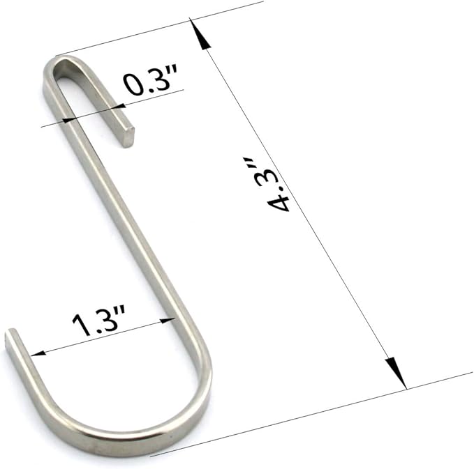 Flat Style Premium Stainless Steel S Hook Cookware Universal Pot Rack Hooks Sturdy Hanging Hooks - Multiple uses for Kitchenware, Pots, Utensils, Plants, Towels - Set of 10